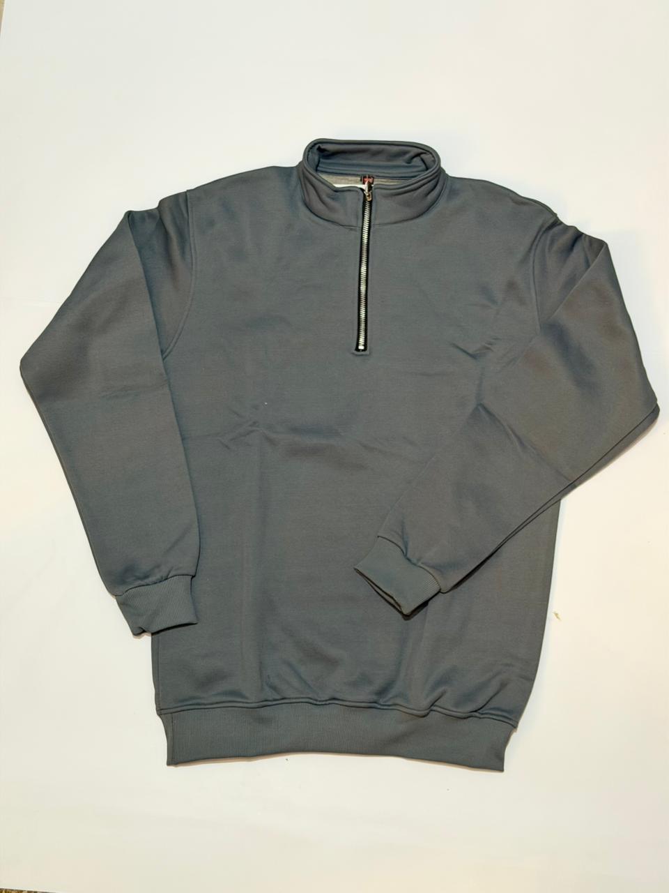 سويت شيرت - ربع سوستة - سادة - ريلاكسيد فيت