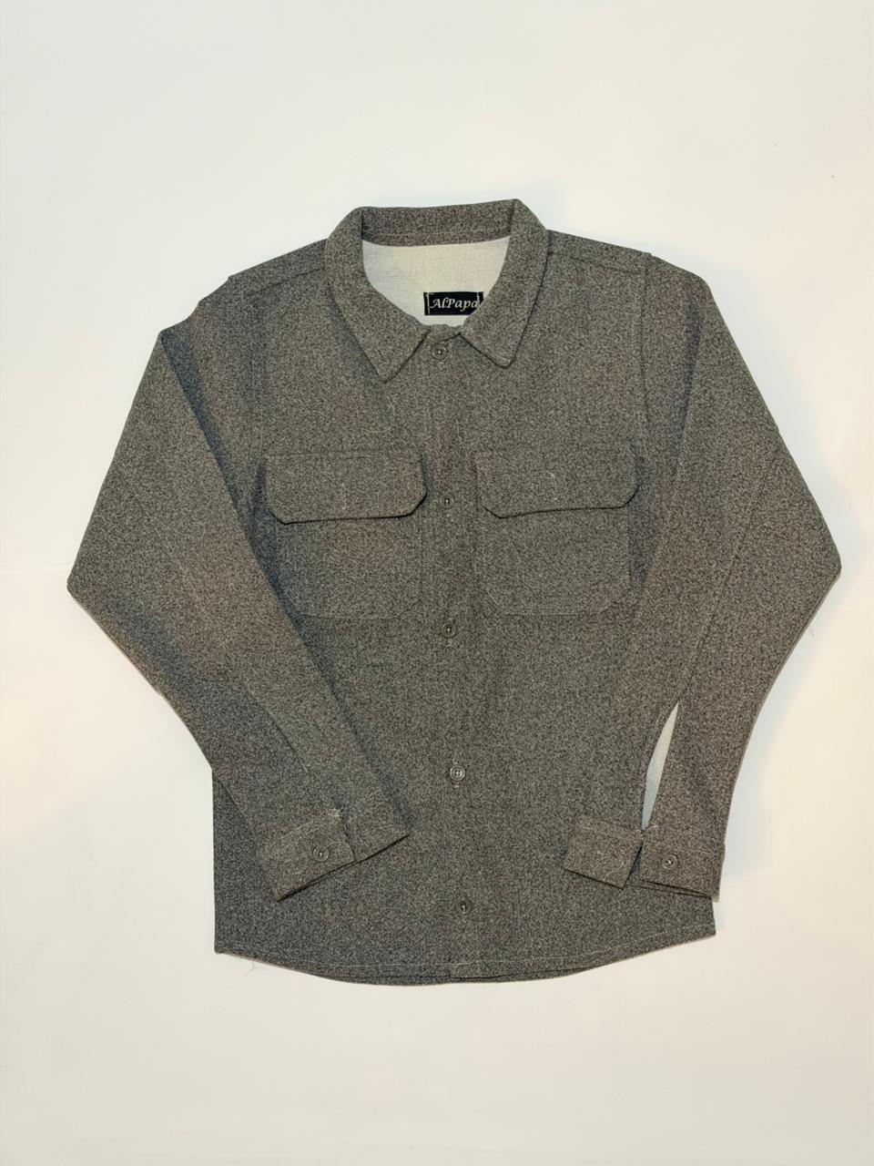 قميص رجالي شتوي – لون رمادي بقماش ثقيل