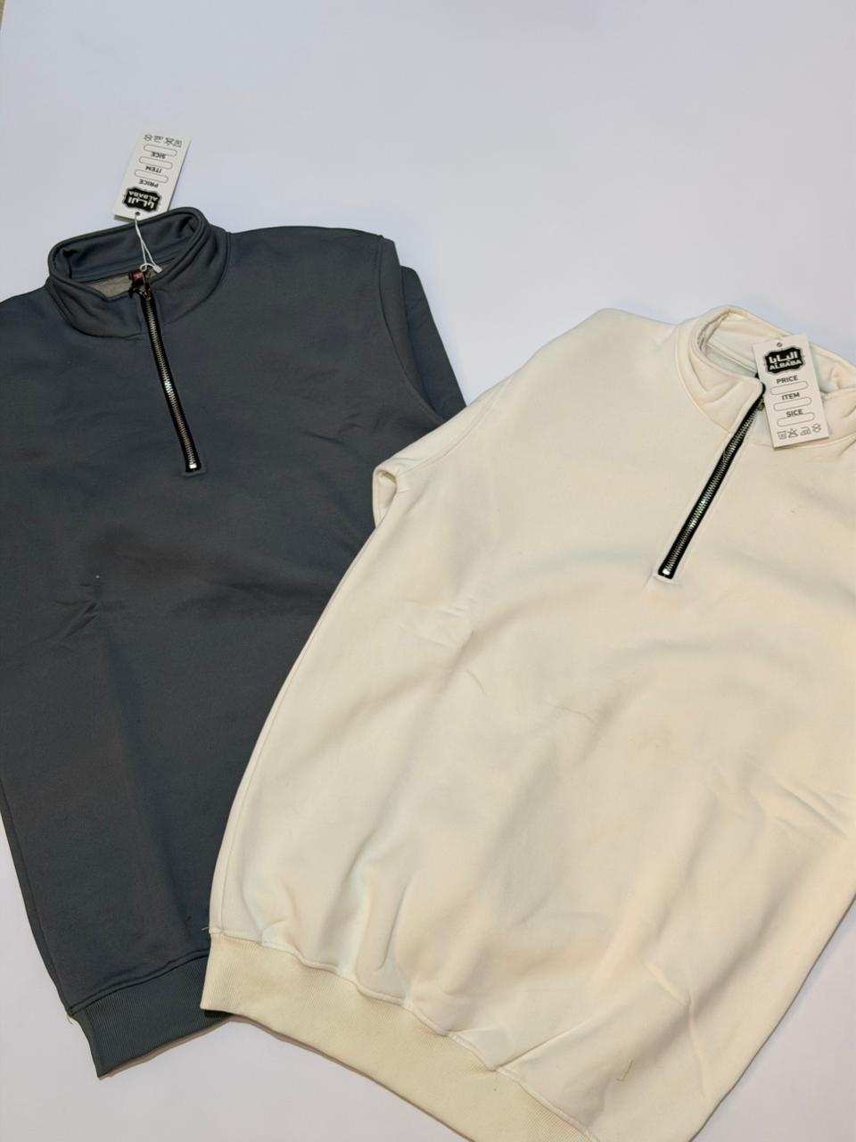 سويت شيرت - ربع سوستة - سادة - ريلاكسيد فيت